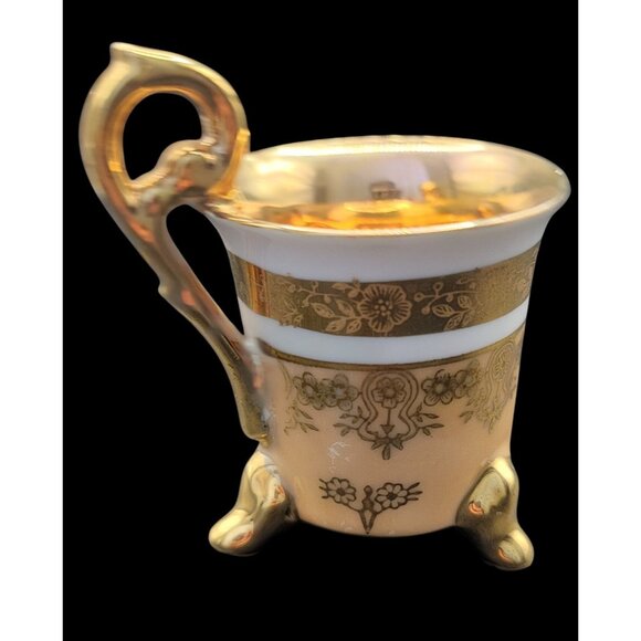 Vintage EW Japan 585 Victorian Porcelain Demitasse Cup & Saucer Set w/ Gold Trim - Picture 3 of 13